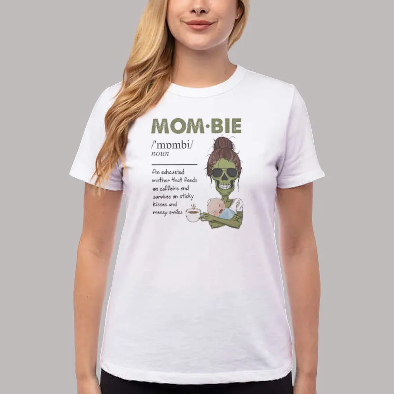Women T Shirt White An Exhausted Mother That Feeds Mombie Shirt