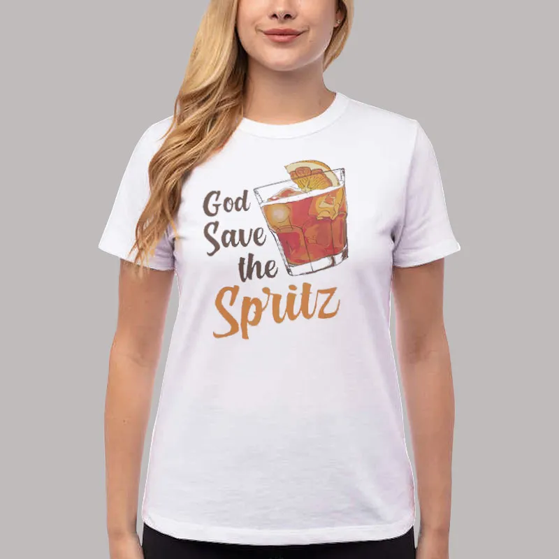 Women T Shirt White Cocktailgod God Save The Spritz Shirt