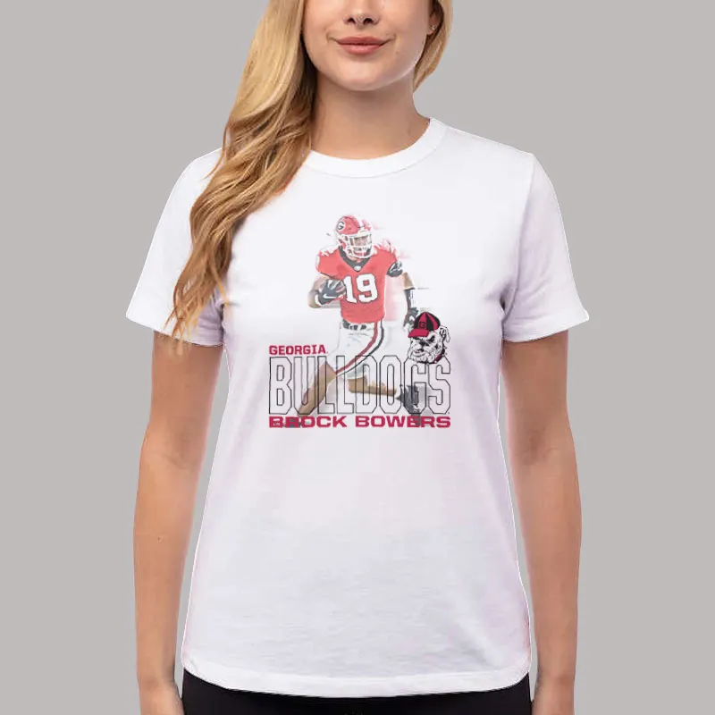 Women T Shirt White Georgia Bulldogs Run Brock Bowers Shirt
