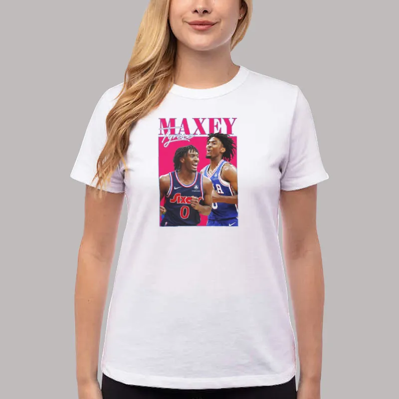 Women T Shirt White Vintage Basketball Maxey Tyrese 90s Shirt