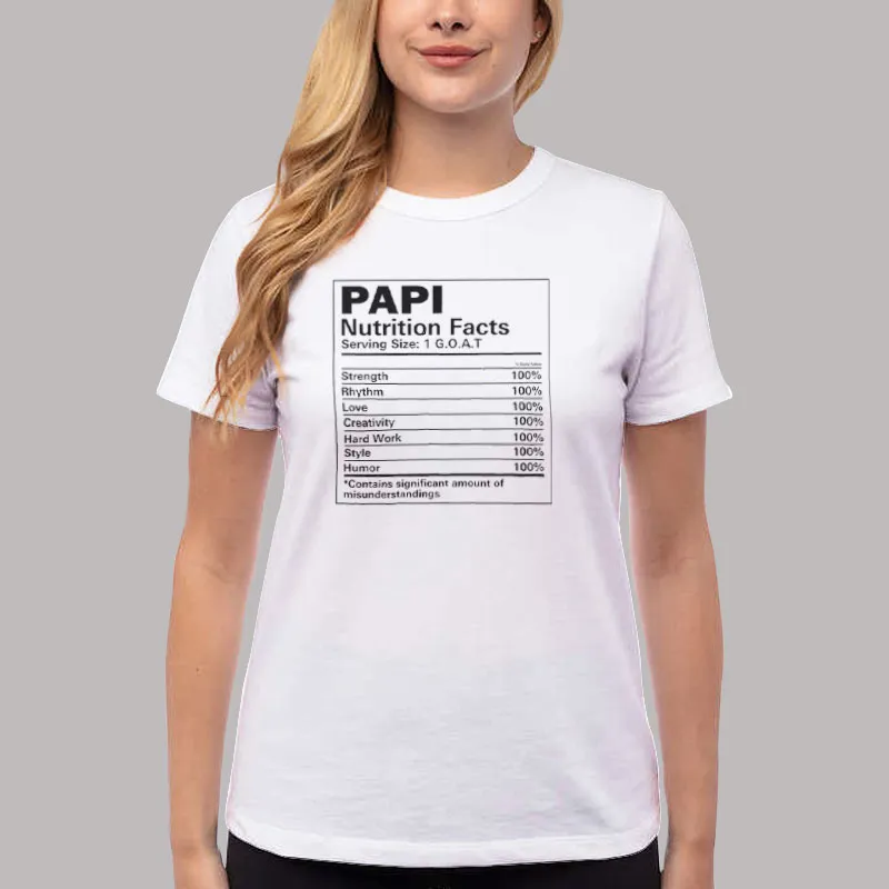 Women T Shirt White Vintage Retro Papi Nutrition Facts T Shirt