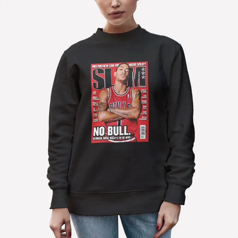 Unisex Sweatshirt Black Derrick Rose Chicago Bulls Slam Shirt