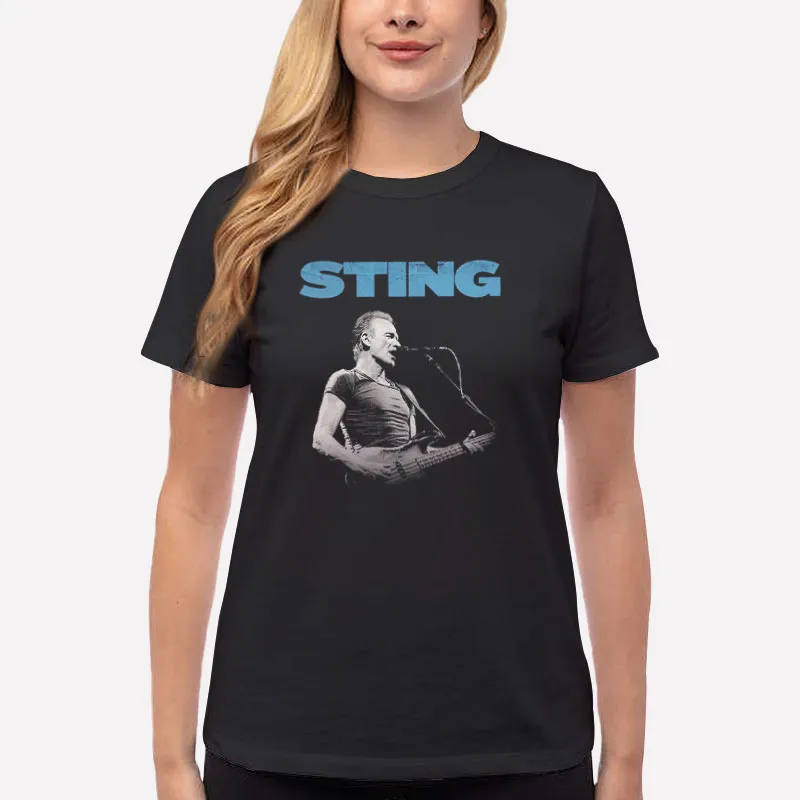 Women T Shirt Black 2000s Vintage Sting Broken Music Tour Shirt