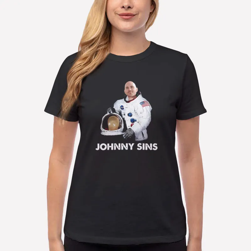 Women T Shirt Black Retro Vintage Johnny Sins Astronaut Shirt