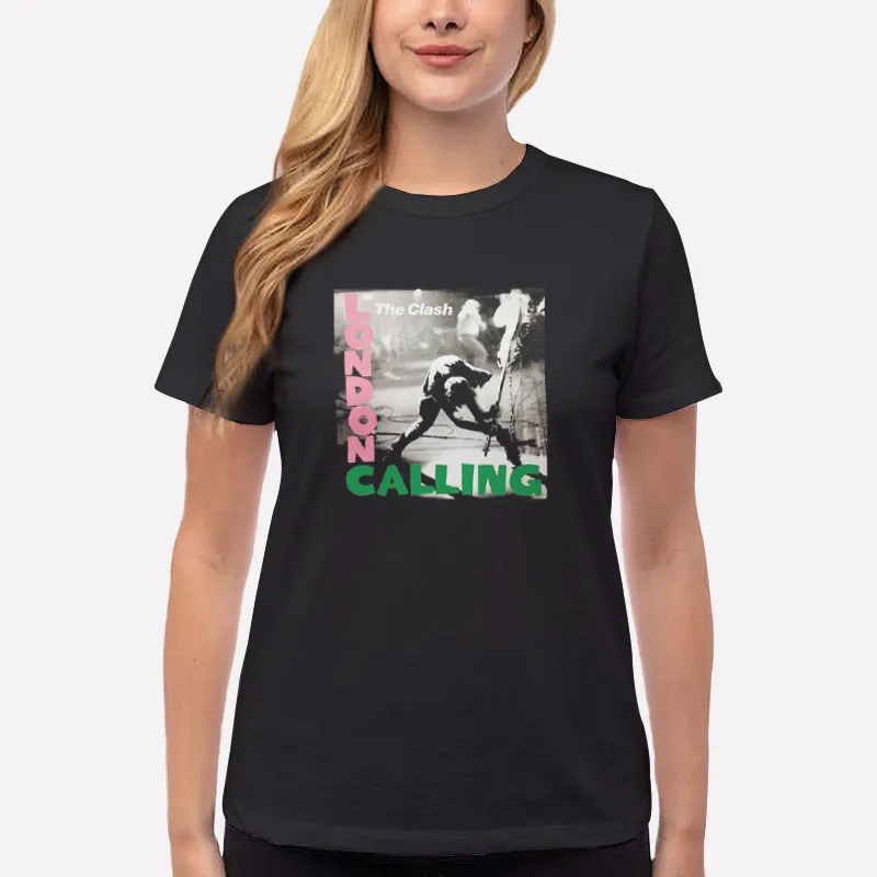 Women T Shirt Black Retro Vintage The Clash London Calling T Shirt