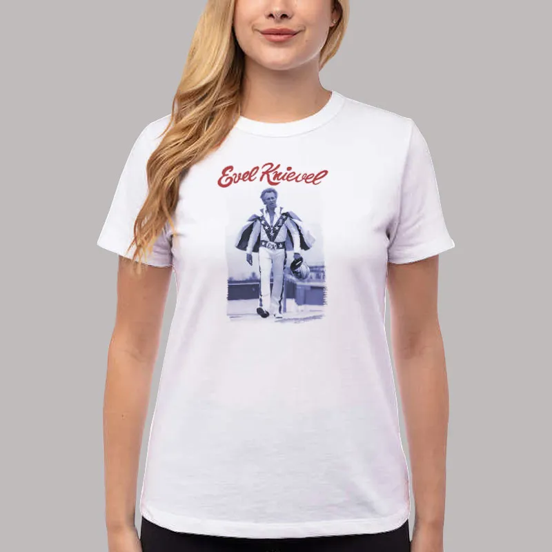 Women T Shirt White Vintage Retro Evel Knievel T Shirt