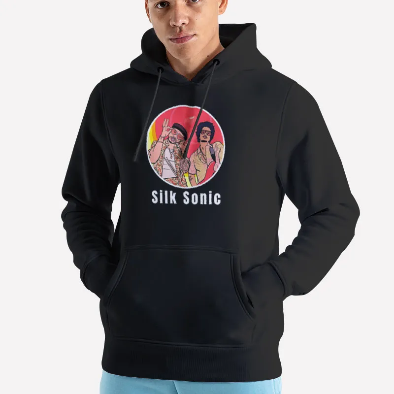Unisex Hoodie Black Retro Music Band Silk Sonic Shirts