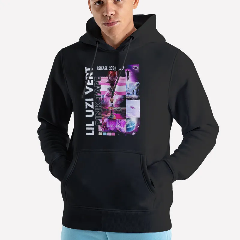 Unisex Hoodie Black Vintage Hiphop Pink Tape Lil Uzi Merch Shirt
