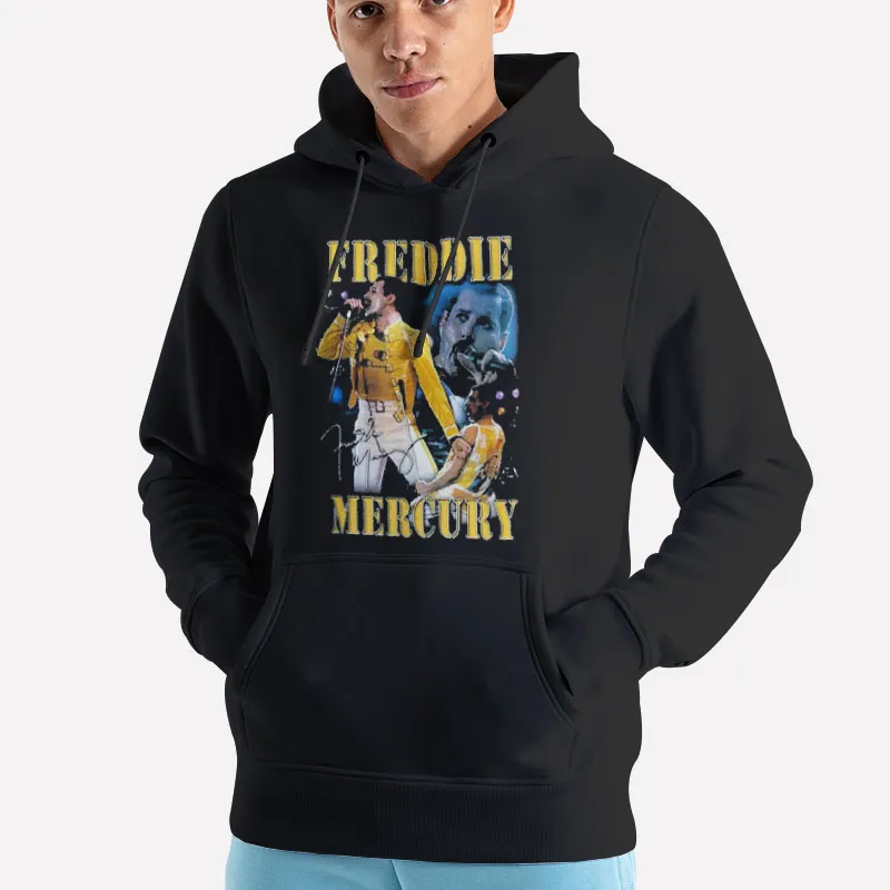 Unisex Hoodie Black Vintage Inspired Freddy Mercury Tshirt