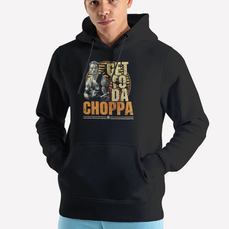 Unisex Hoodie Black Vintage Inspired Get To The Choppa T Shirt