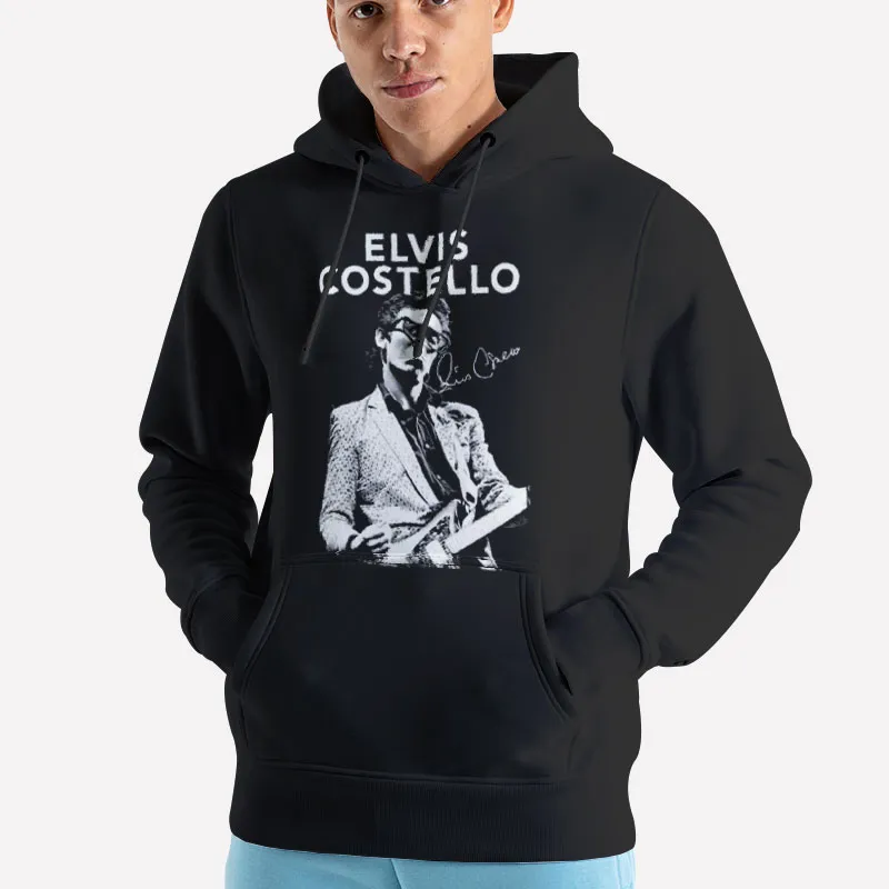 Unisex Hoodie Black Vintage With Guitar Elvis Costello T Shirt