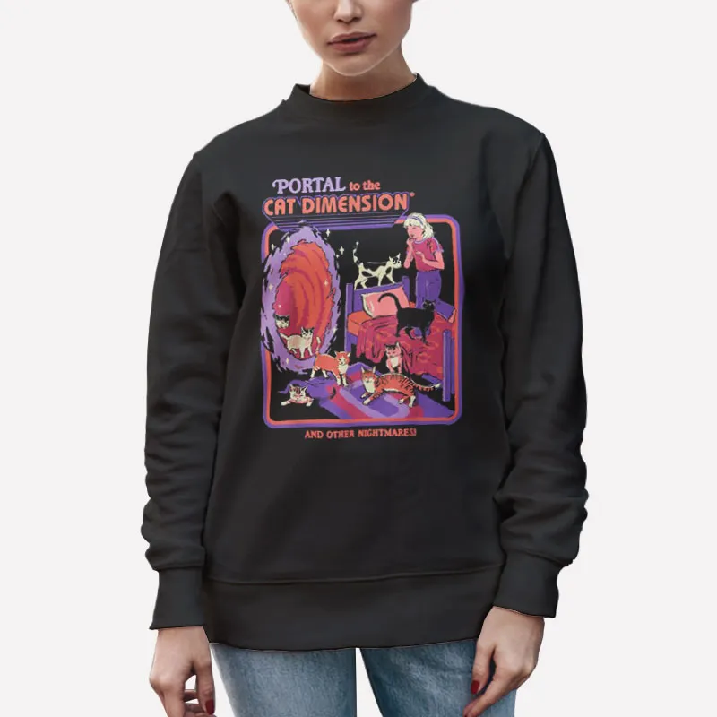 Unisex Sweatshirt Black Funny Halloween Portal To The Cat Dimension T Shirt