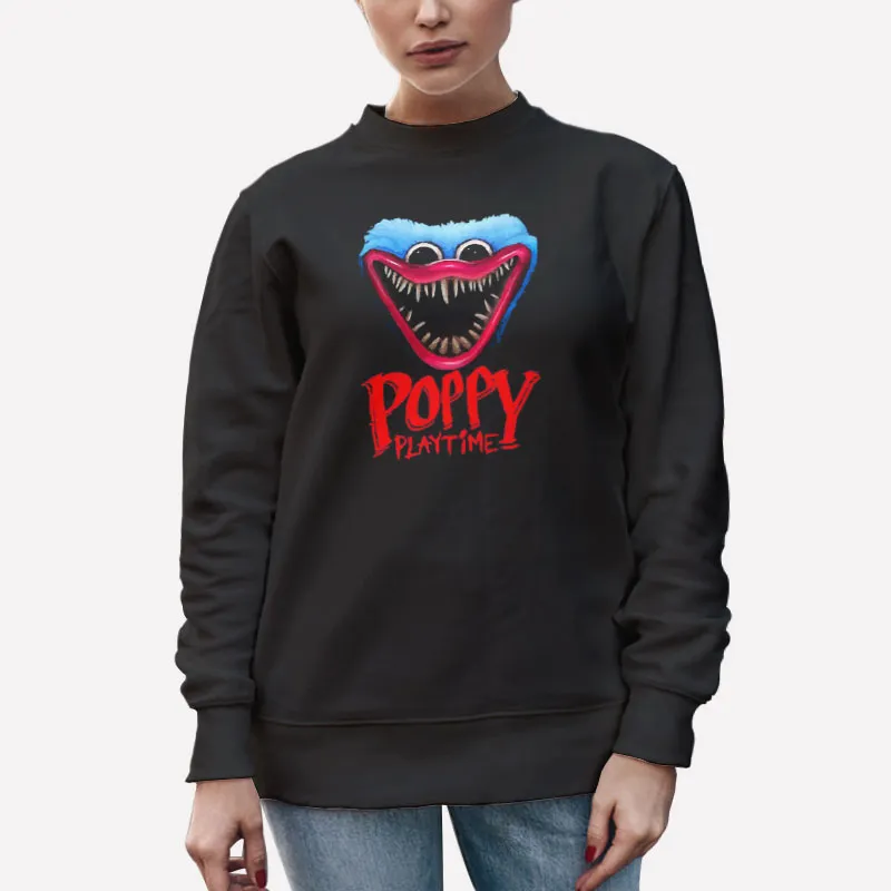 Unisex Sweatshirt Black Huggy Wuggy Poppy Playtime Merch Shirt