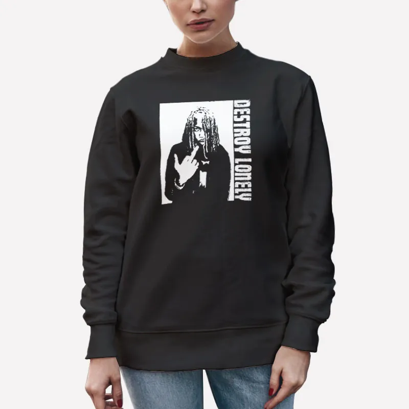 Unisex Sweatshirt Black Rapper Illustration Destroy Lonely Merch Shirt