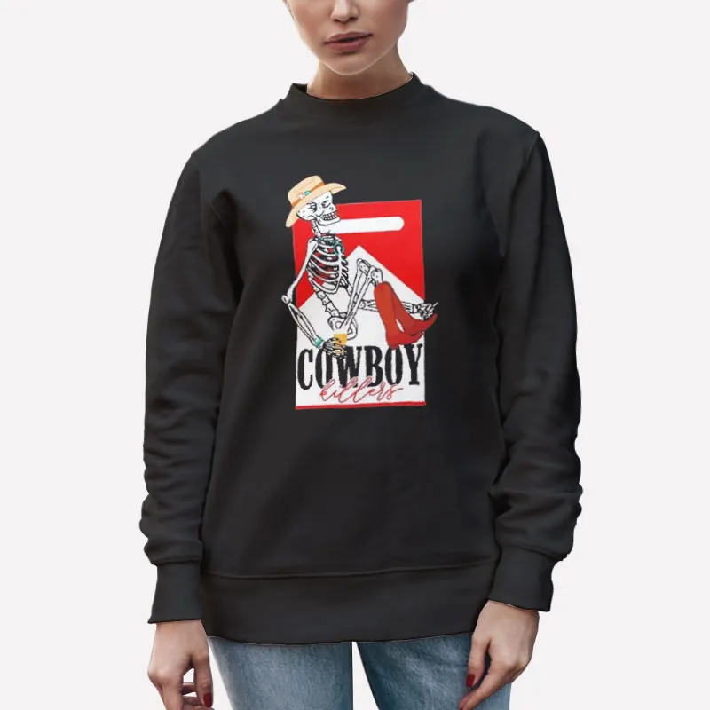 Unisex Sweatshirt Black Retro Skeleton Cowboy Killer Shirt