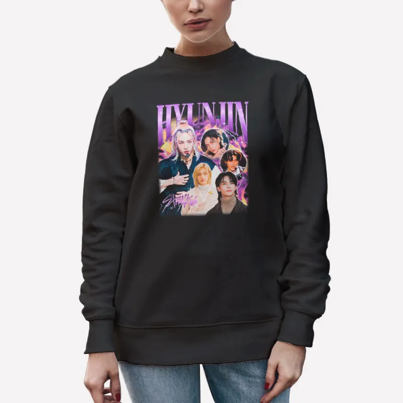 Unisex Sweatshirt Black Retro Stray Kids Hyunjin Merch T Shirt