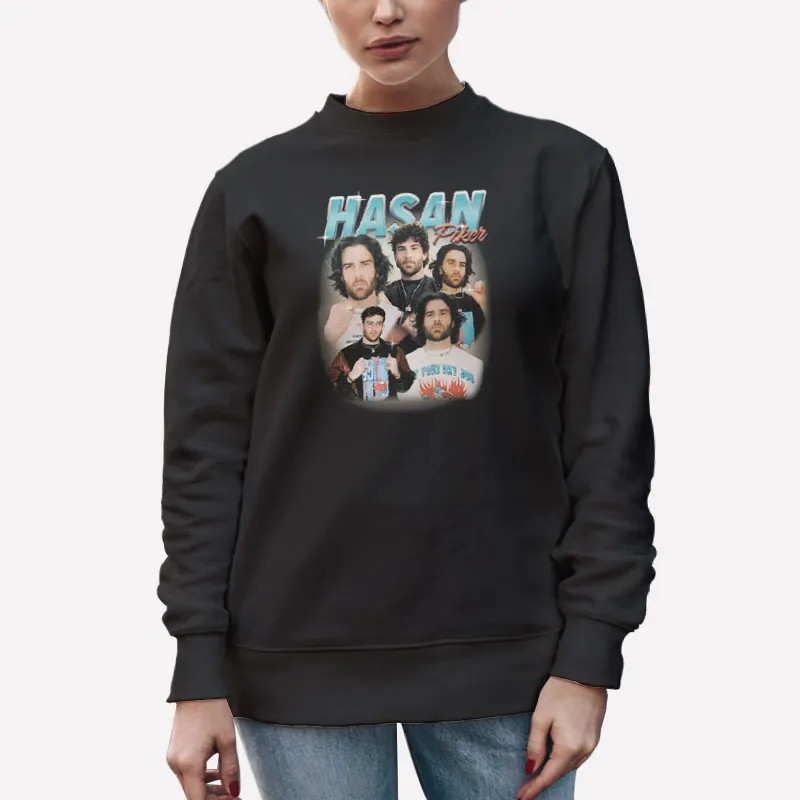 Unisex Sweatshirt Black Retro Vintage Hasan Piker Merch Shirt