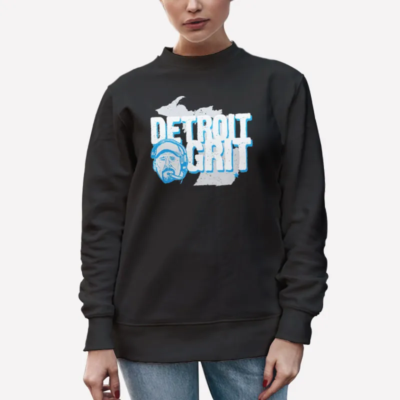 Unisex Sweatshirt Black Retro Vintage Lions Detroit Grit Shirt