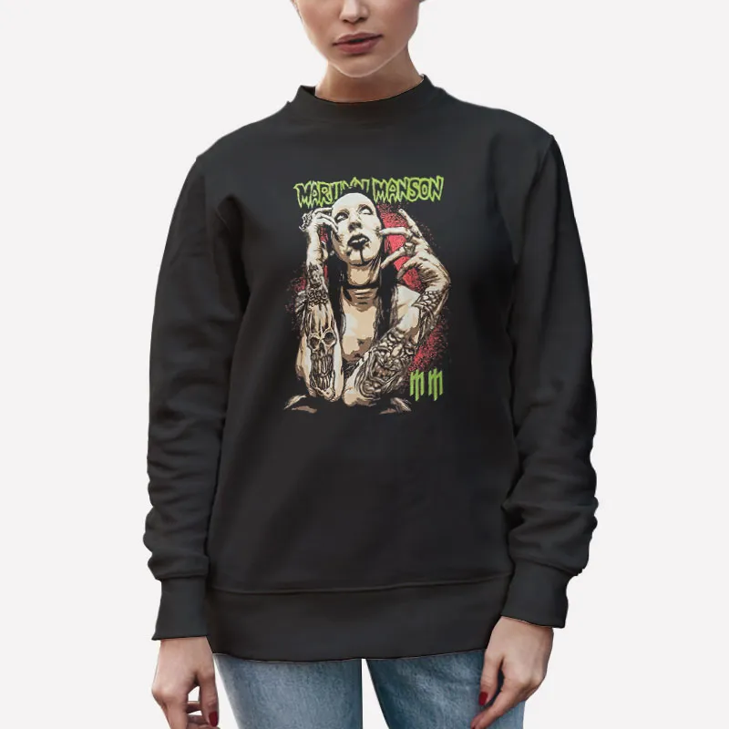 Unisex Sweatshirt Black Retro Vintage Marilyn Manson Shirt
