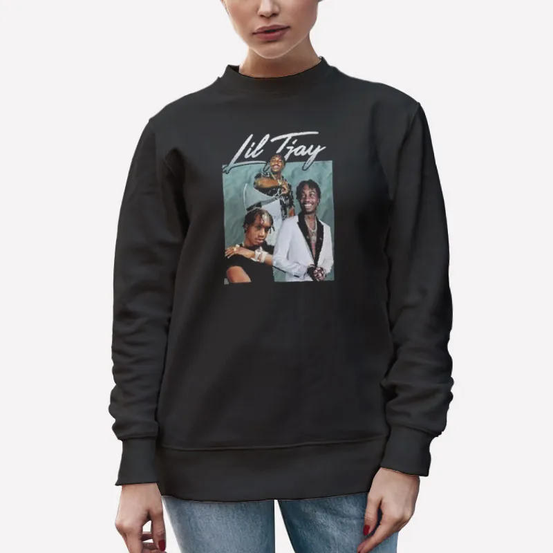 Unisex Sweatshirt Black Retro Vintage Rapper Lil Tjay Merch Shirt