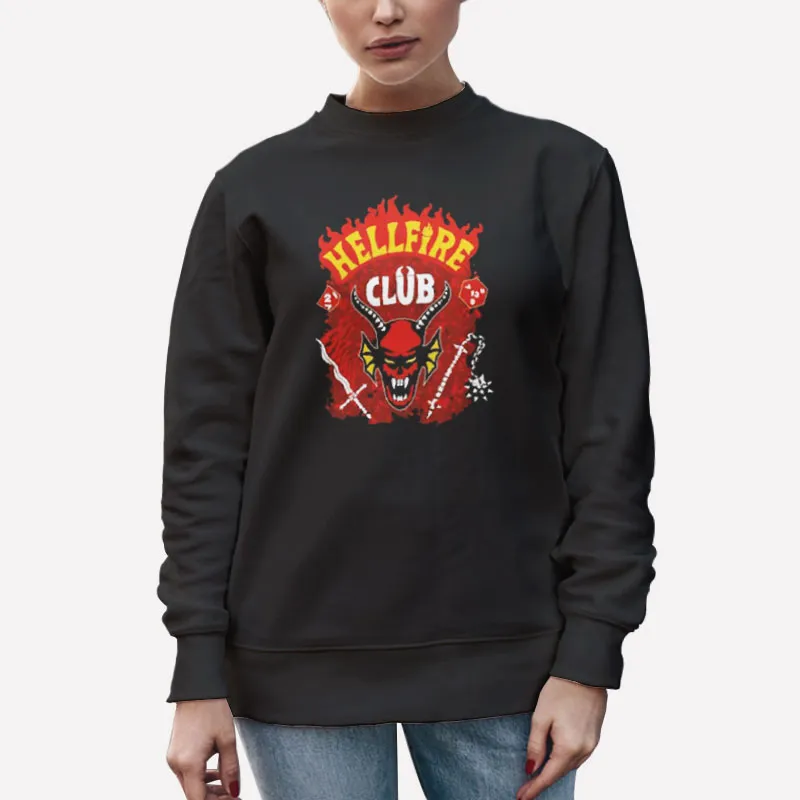 Unisex Sweatshirt Black Stranger Things 4 Hell Fire Club T Shirt