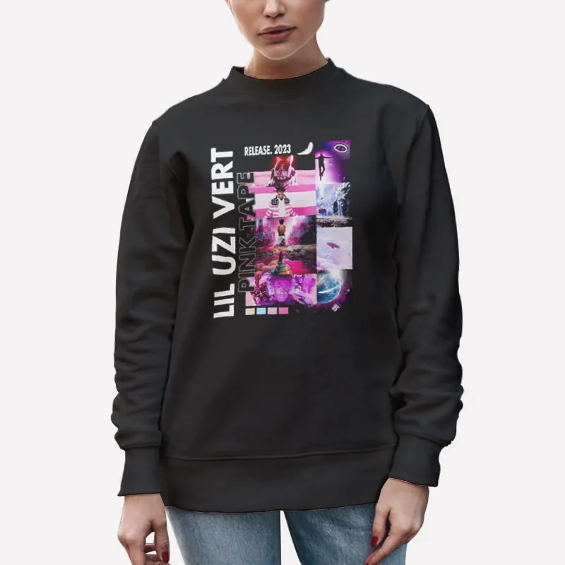 Unisex Sweatshirt Black Vintage Hiphop Pink Tape Lil Uzi Merch Shirt