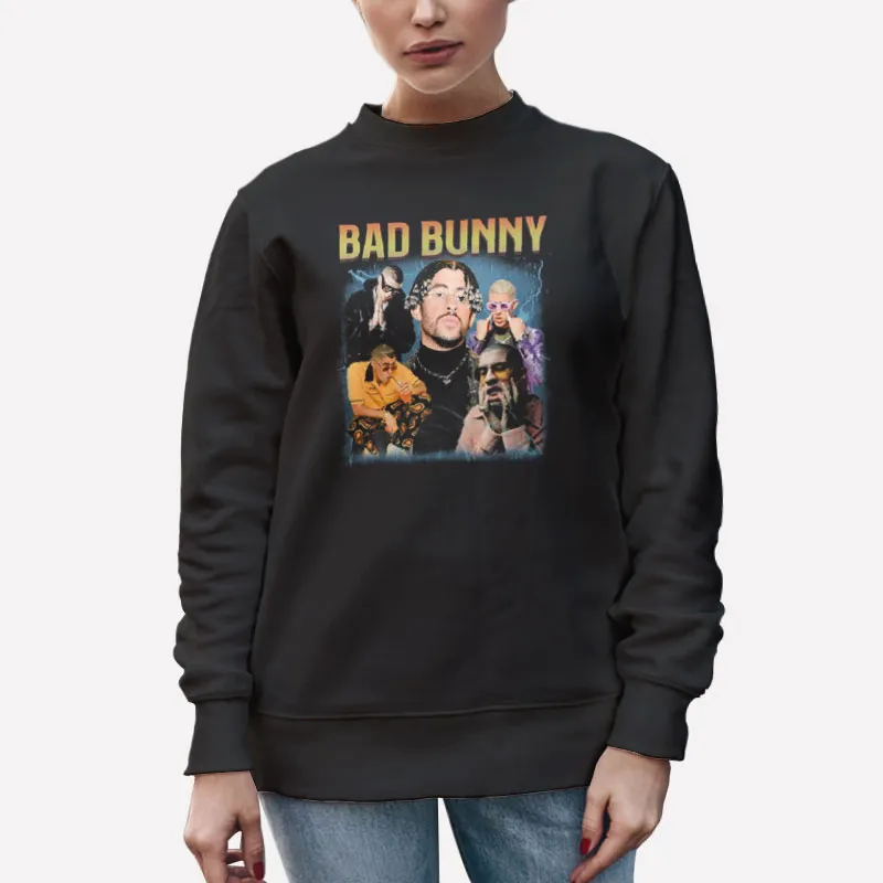 Unisex Sweatshirt Black Vintage Inspired Bad Bunny Shirt