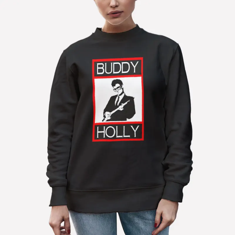 Unisex Sweatshirt Black Vintage Inspired Buddy Holly T Shirt