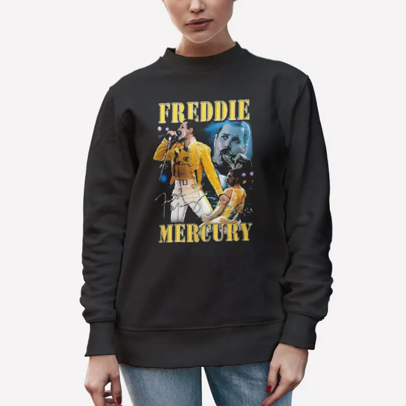 Unisex Sweatshirt Black Vintage Inspired Freddy Mercury Tshirt