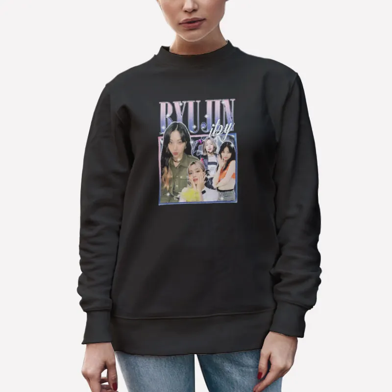 Unisex Sweatshirt Black Vintage Inspired Ryujin Itzy Kpop Merch Shirt