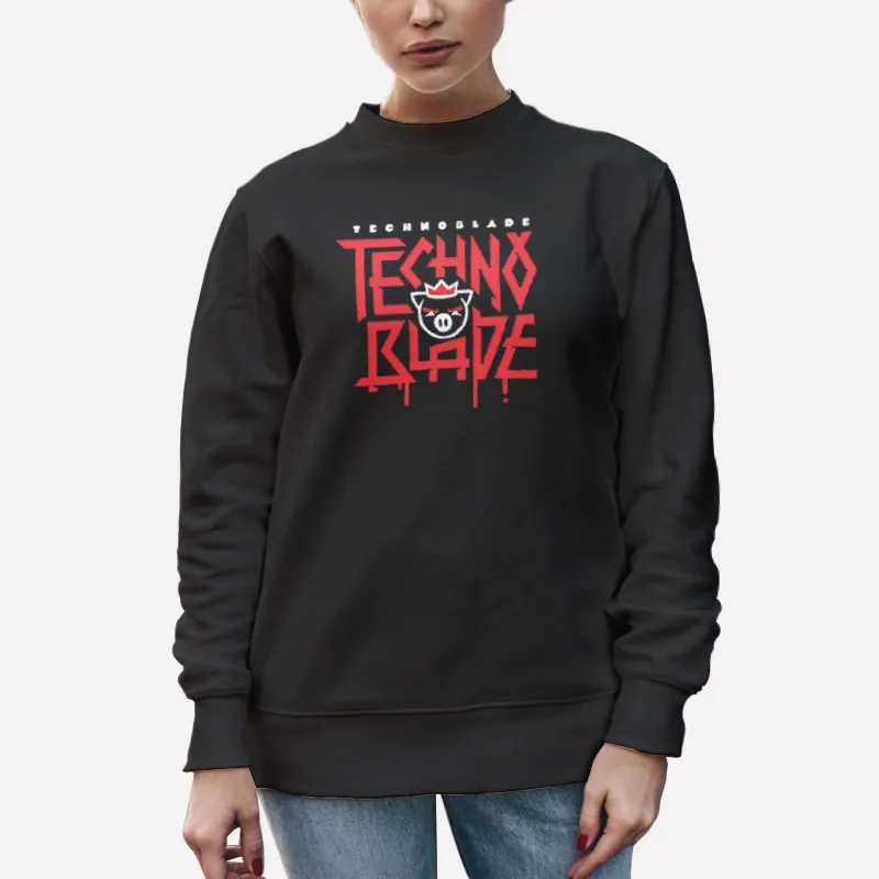 Unisex Sweatshirt Black Vintage Pig Technoblade Merch Shirt