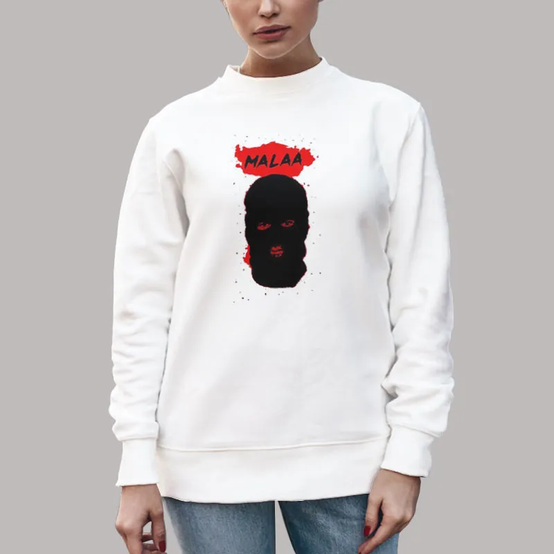 Unisex Sweatshirt White Black Art Face Malaa Merchandise Shirt