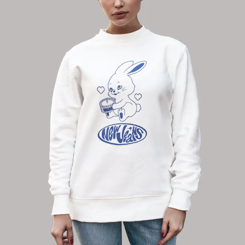 Unisex Sweatshirt White Funny Bunny Tokki New Jeans Hoodie