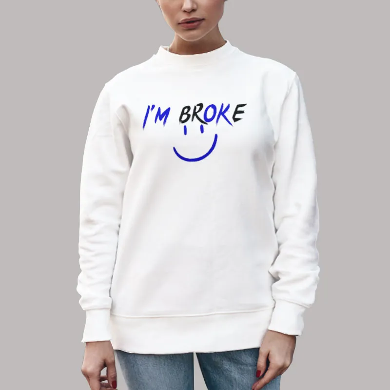 Unisex Sweatshirt White Funny Smiley Im Broken Hoodie
