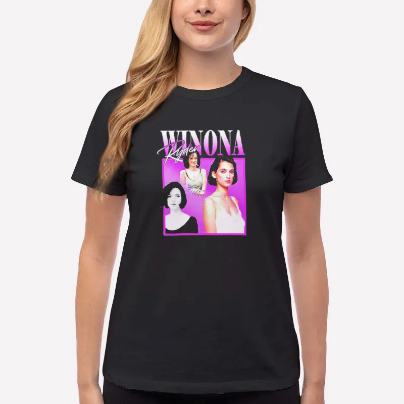 Women T Shirt Black 90s Vintage Winona Ryder Shirt