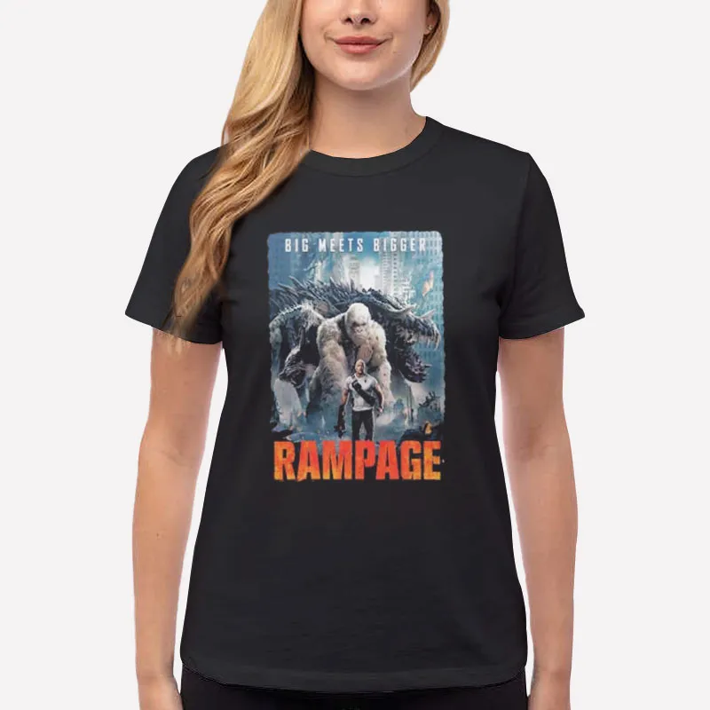 Women T Shirt Black Dwayne Johnson The Movie Rampage Shirt