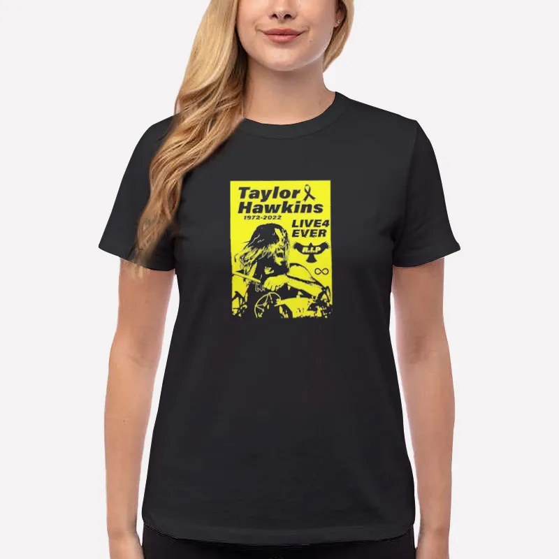 Women T Shirt Black Rip Foo Fighters Drummer Taylor Hawkins Merch Shirt