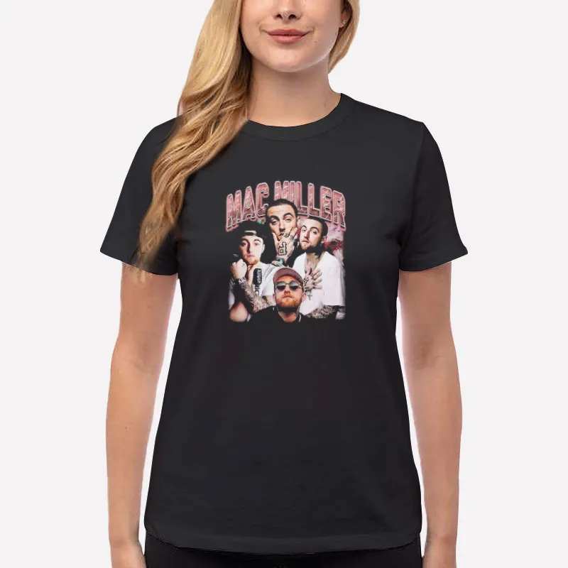 Women T Shirt Black Retro Rapper Mac Miller Merch Shirt