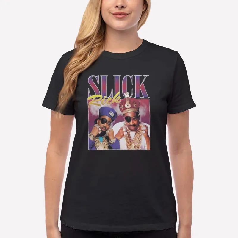 Women T Shirt Black Retro Rapper Slick Rick T Shirt