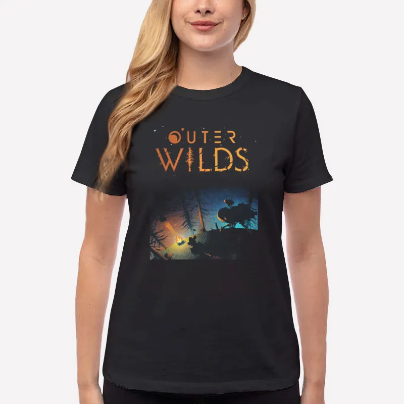 Women T Shirt Black Retro Space Outer Wilds Shirt