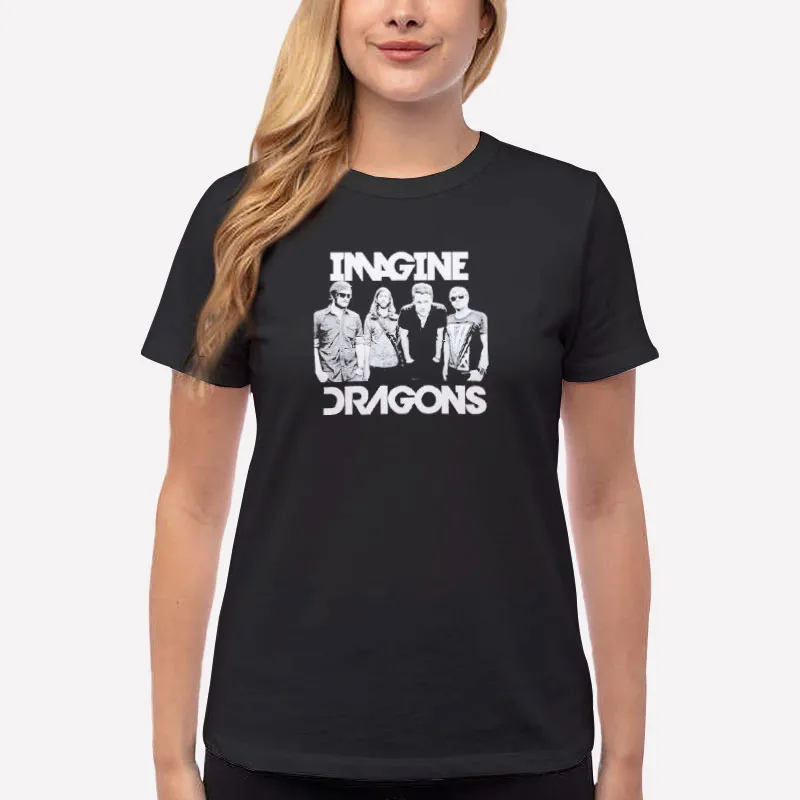 Women T Shirt Black Retro Vintage Imagine Dragons Merch Shirt