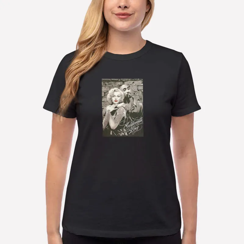 Women T Shirt Black Retro Vintage Tupac And Marilyn Monroe Shirt