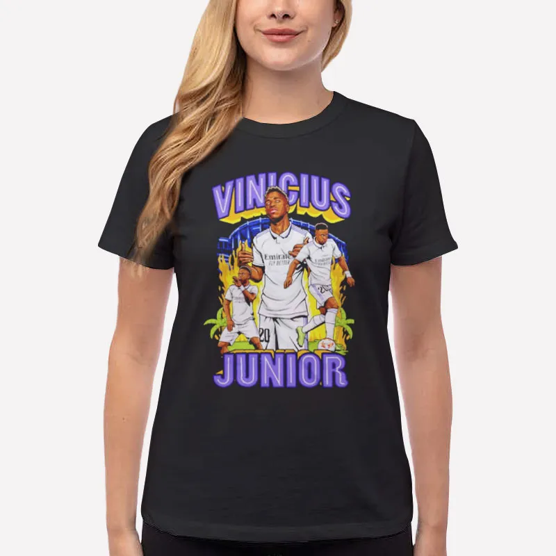 Women T Shirt Black Retro Vintage Vinicius Junior T Shirt