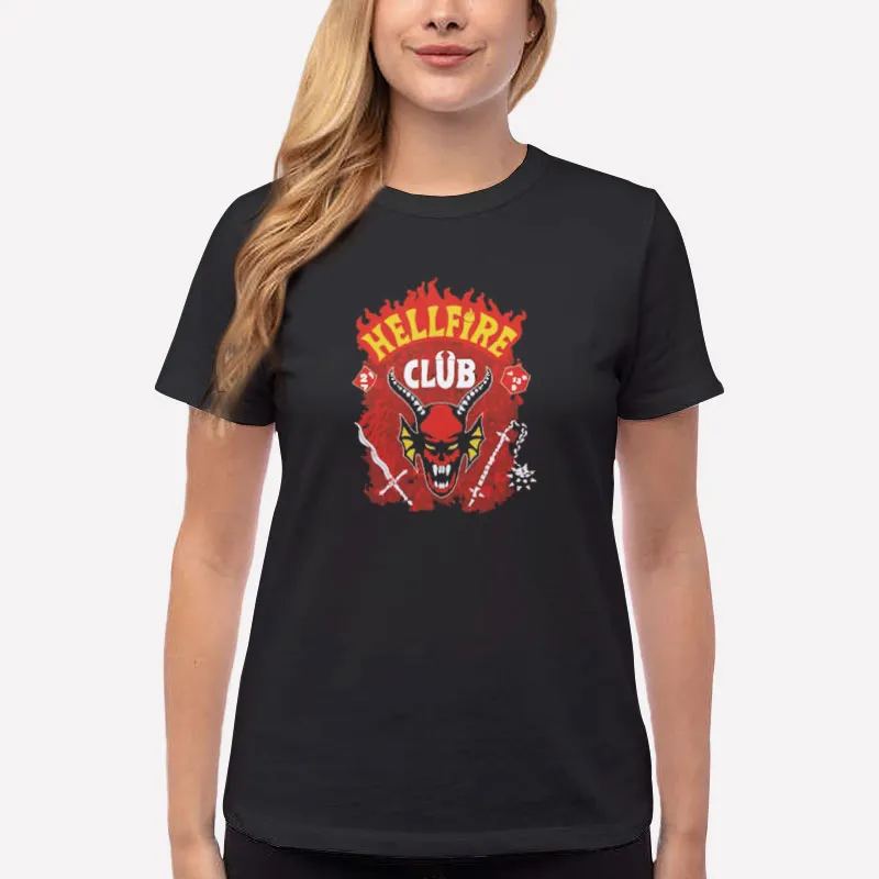 Women T Shirt Black Stranger Things 4 Hell Fire Club T Shirt