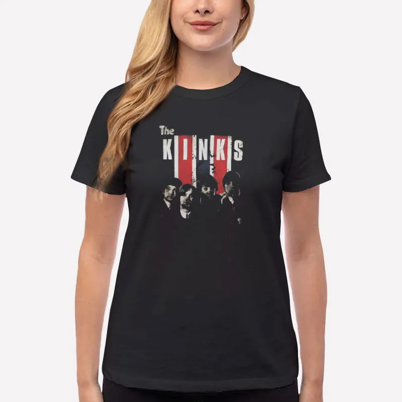 Women T Shirt Black Vintage Band English Rock The Kinks T Shirt