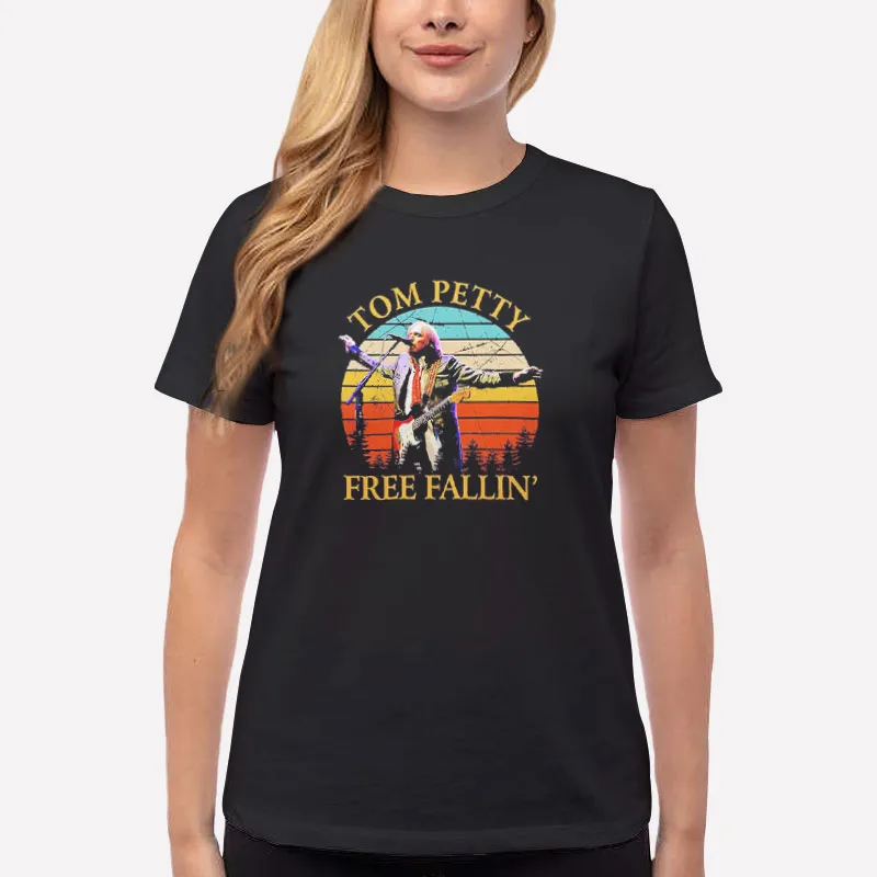 Women T Shirt Black Vintage Free Fallin' Tom Petty Tshirt