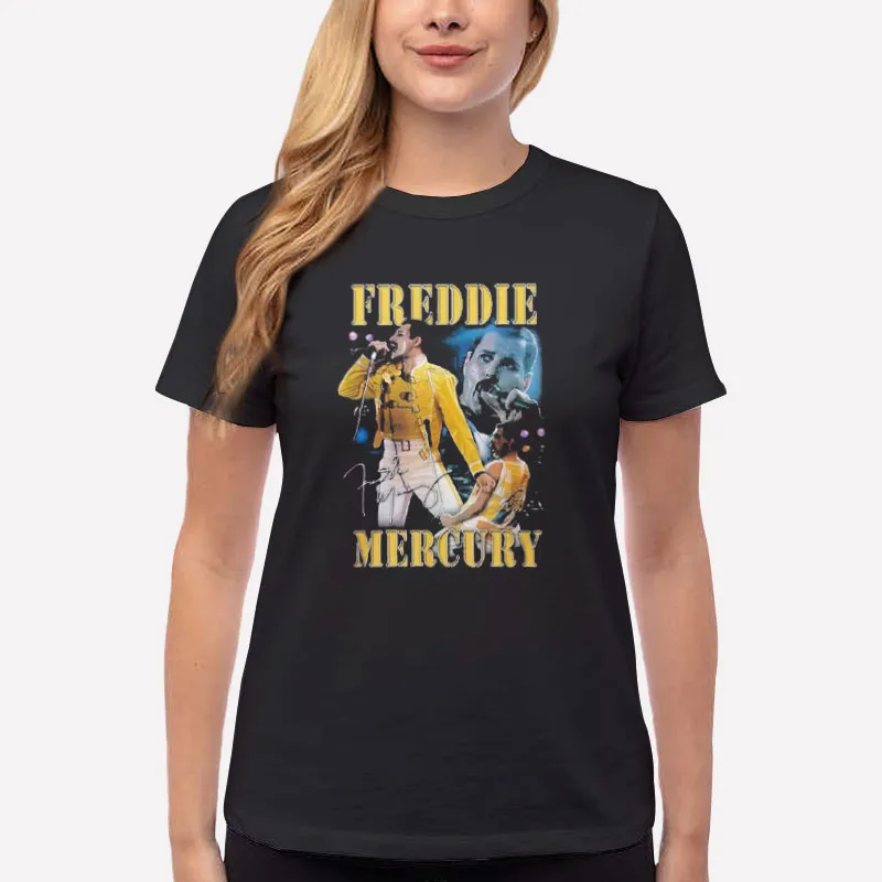 Women T Shirt Black Vintage Inspired Freddy Mercury Tshirt