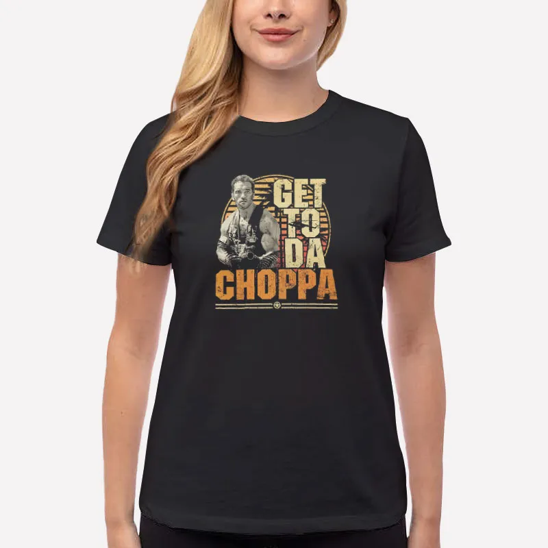 Women T Shirt Black Vintage Inspired Get To The Choppa T Shirt