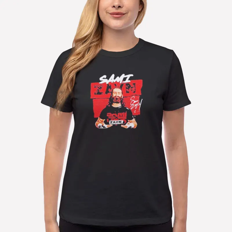 Women T Shirt Black Wrestling Signature Pose Sami Zayn Shirt