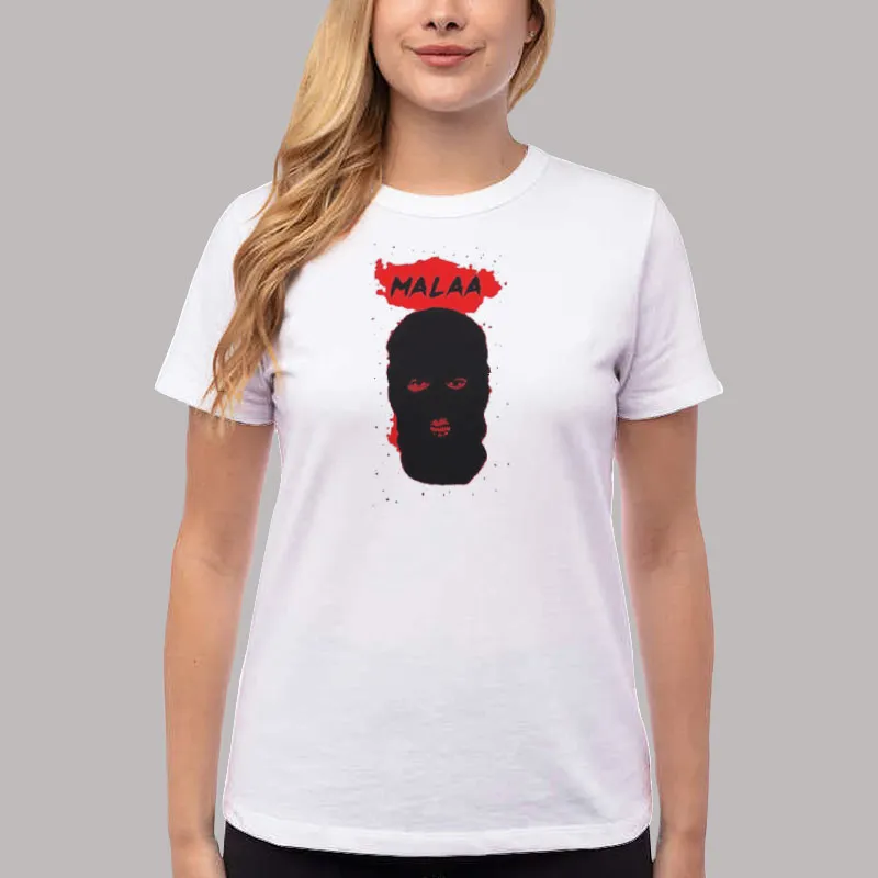 Women T Shirt White Black Art Face Malaa Merchandise Shirt